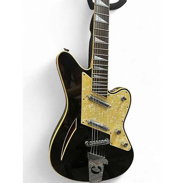 Vintage 1990s Charvel Surfcaster Black Hollow Body Electric Guitar