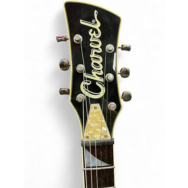 Vintage 1990s Charvel Surfcaster Black Hollow Body Electric Guitar