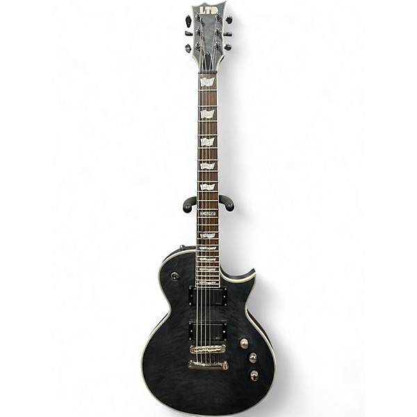 Used ESP LTD EC401QM SEE THRU BLACK Solid Body Electric Guitar
