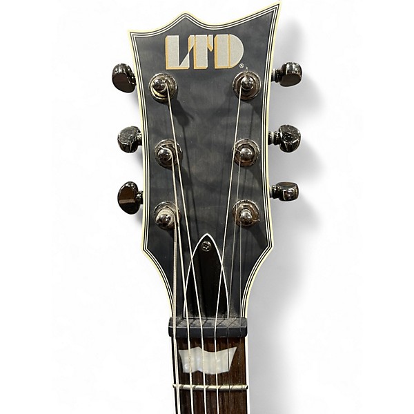 Used ESP LTD EC401QM SEE THRU BLACK Solid Body Electric Guitar
