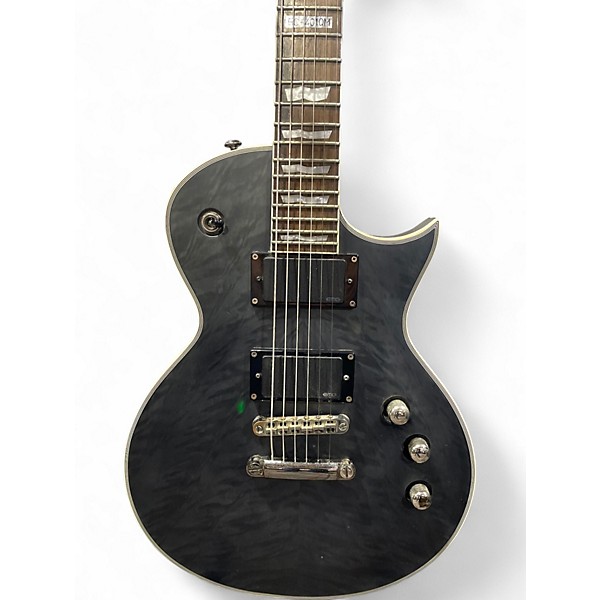 Used ESP LTD EC401QM SEE THRU BLACK Solid Body Electric Guitar