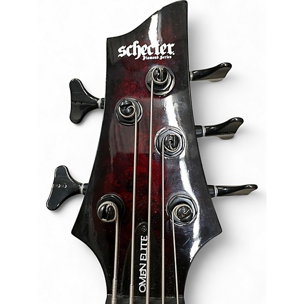Used Schecter Guitar Research Omen 5 String Crimson Red Burst Electric Bass Guitar