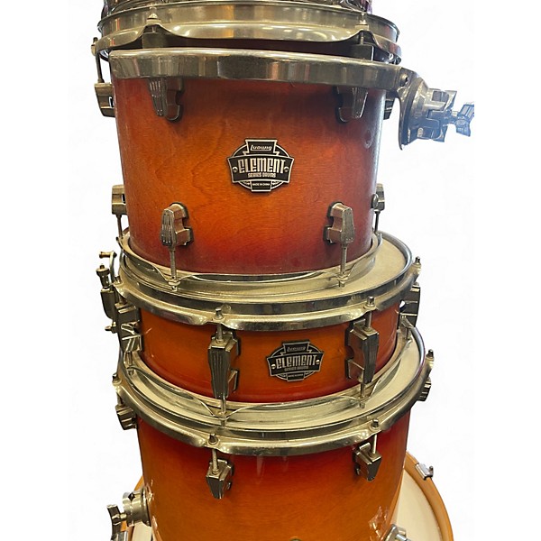 Used Ludwig 5 Piece element icon birch orange burst Drum Kit