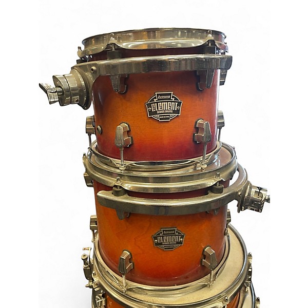 Used Ludwig 5 Piece element icon birch orange burst Drum Kit