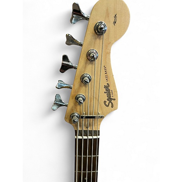Used Squier Affinity Jazz Bass V 5 String Black With White Polka Dots Electric Bass Guitar