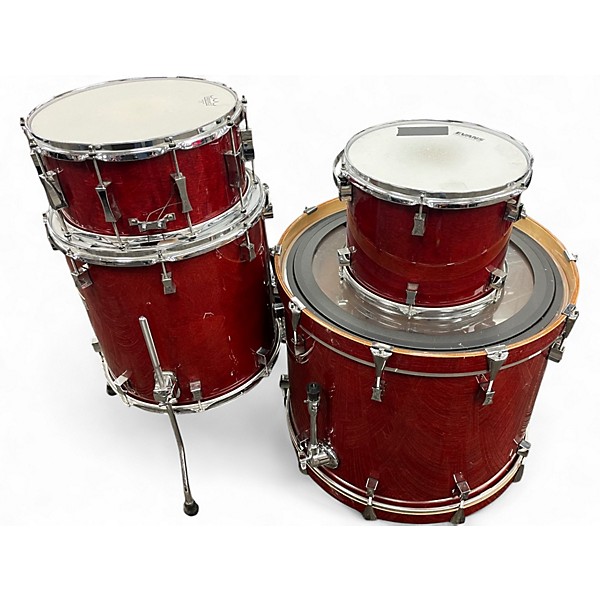 Used Pork Pie 4 Piece Little Squealer 4 Piece Worn Cherry Drum Kit