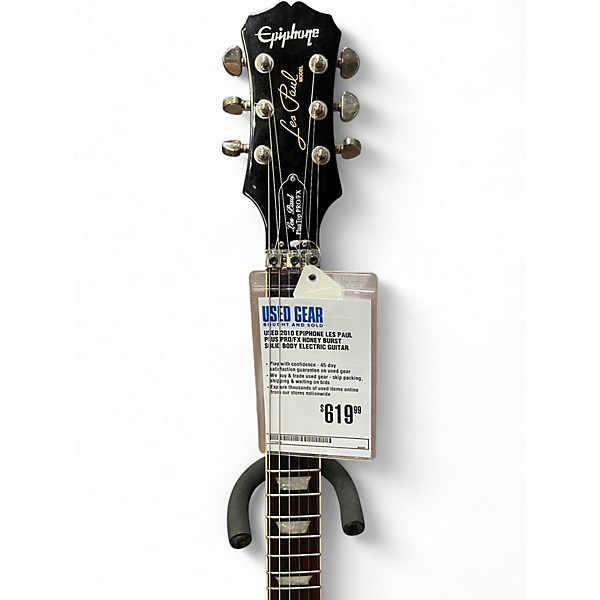 Used 2010 Epiphone Les Paul Plus Pro/FX Honey Burst Solid Body Electric Guitar