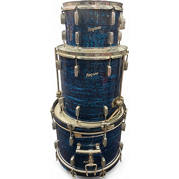 Vintage 1960s Rogers 3 Piece Holiday Blue Onyx Drum Kit