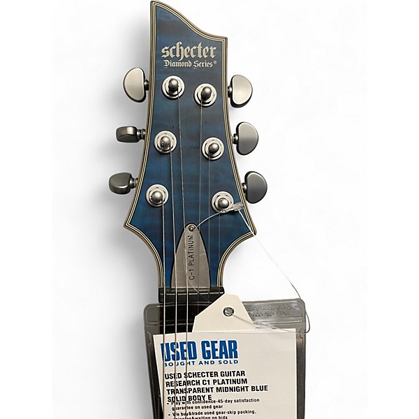 Used Schecter Guitar Research C1 Platinum Transparent Midnight Blue Solid Body Electric Guitar