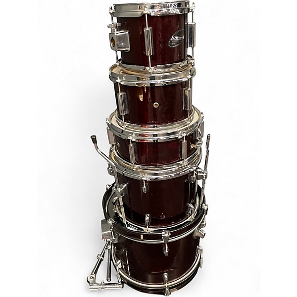 Used Ludwig 5 Piece Accent CS RED Drum Kit