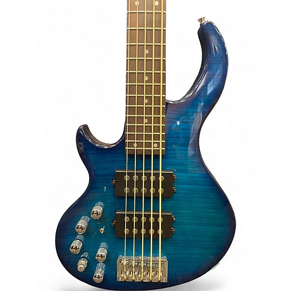 Used Guson 5 STRING BASS Blue Electric Bass Guitar