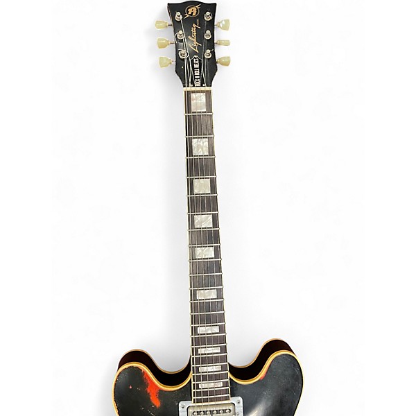 Used Rock N Roll Relics Lightning relic'd ebony Hollow Body Electric Guitar
