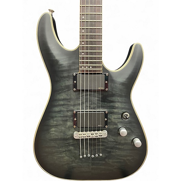 Used Schecter Guitar Research C1 Platinum Trans Black Solid Body Electric Guitar