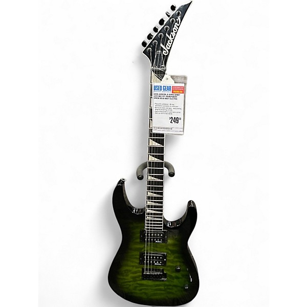 Used Jackson JS Series Dinky JS20 DKQ 2PT Transparent Green Solid Body Electric Guitar