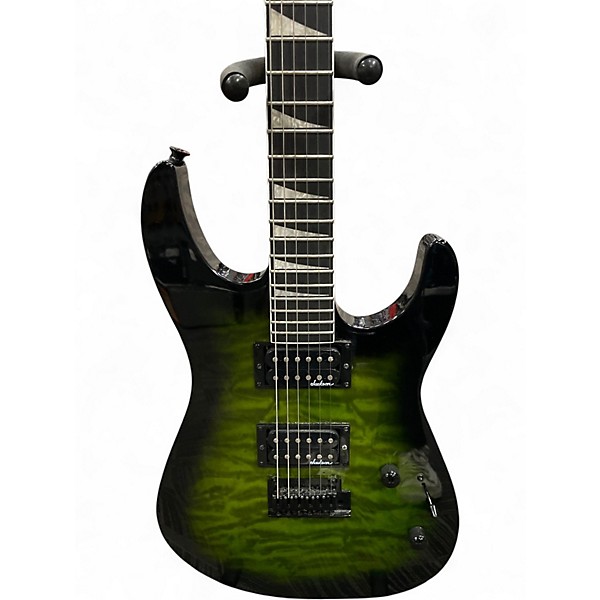 Used Jackson JS Series Dinky JS20 DKQ 2PT Transparent Green Solid Body Electric Guitar