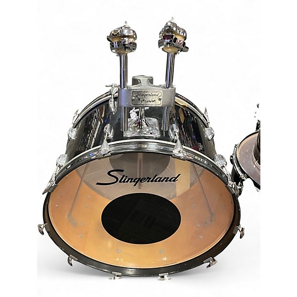 Vintage 1977 Slingerland 4 Piece Rock Outfit Black Drum Kit