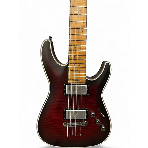 Used Schecter Guitar Research Hellraiser Extreme C-7 E Crimson Red Burst Satin Solid Body Electric Guitar