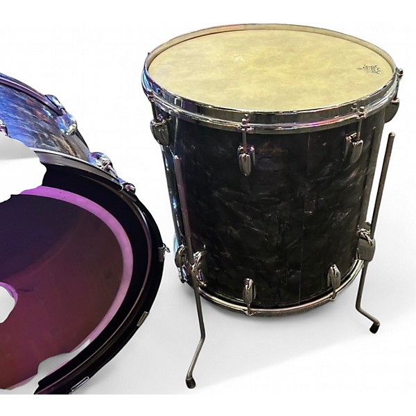 Vintage 1965 Slingerland 3 Piece Modern Jazz Black Diamond Pearl Drum Kit