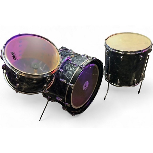 Vintage 1965 Slingerland 3 Piece Modern Jazz Black Diamond Pearl Drum Kit