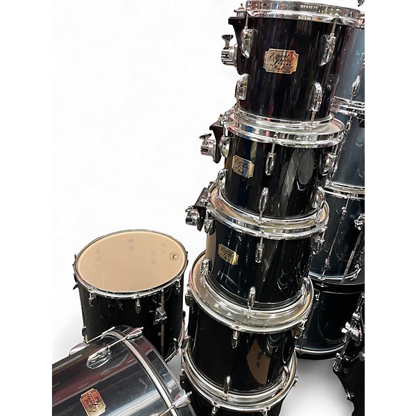 Vintage 1990s Pearl 7 Piece Export Black Drum Kit