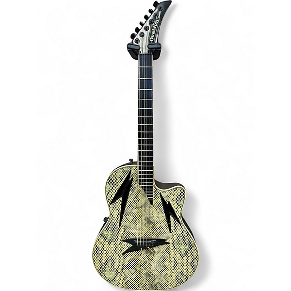 Used Ovation TS-01 WHITE SNAKESKIN Acoustic Electric Guitar