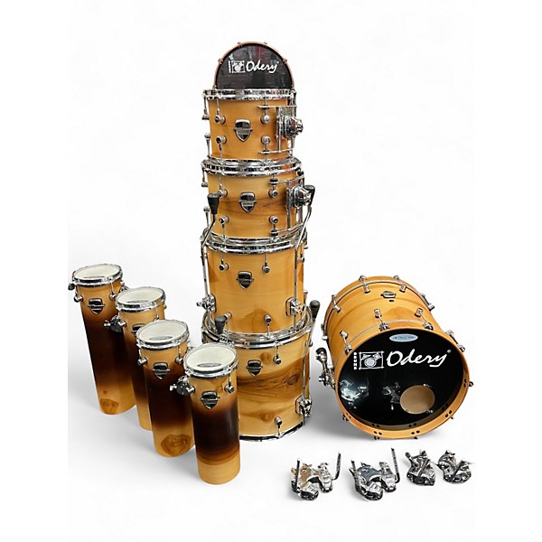Used Odery 9 Piece Custom Shop Natural Teak/Araucaria Wood Satin Natural Teak Drum Kit