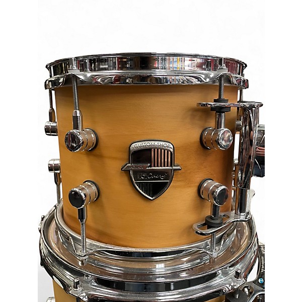 Used Odery 9 Piece Custom Shop Natural Teak/Araucaria Wood Satin Natural Teak Drum Kit