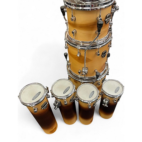 Used Odery 9 Piece Custom Shop Natural Teak/Araucaria Wood Satin Natural Teak Drum Kit