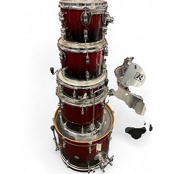 Used PDP by DW 5 Piece Concept Series Red to Black Fade Drum Kit