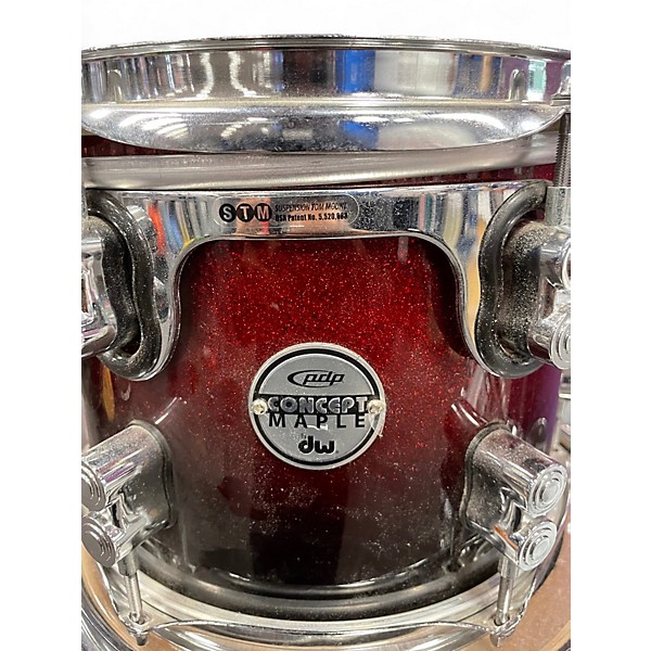 Used PDP by DW 5 Piece Concept Series Red to Black Fade Drum Kit