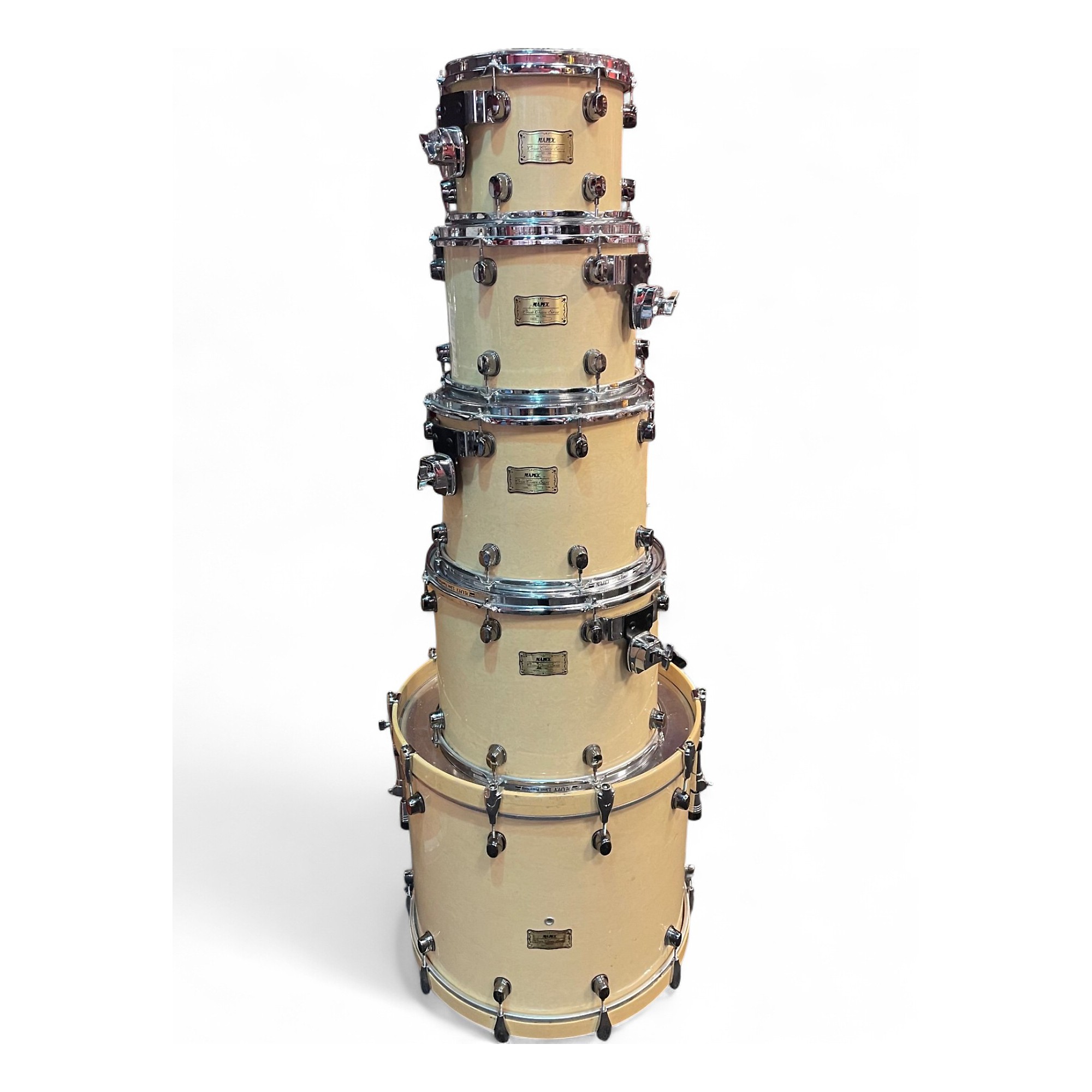Used Mapex 5 Piece Orion Classic Series Antique Ivory Drum Kit