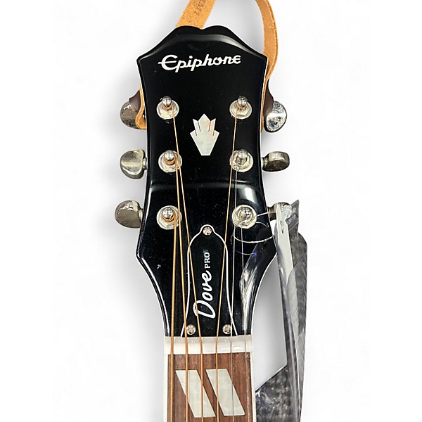 Used Epiphone Dove Pro White Acoustic Electric Guitar White