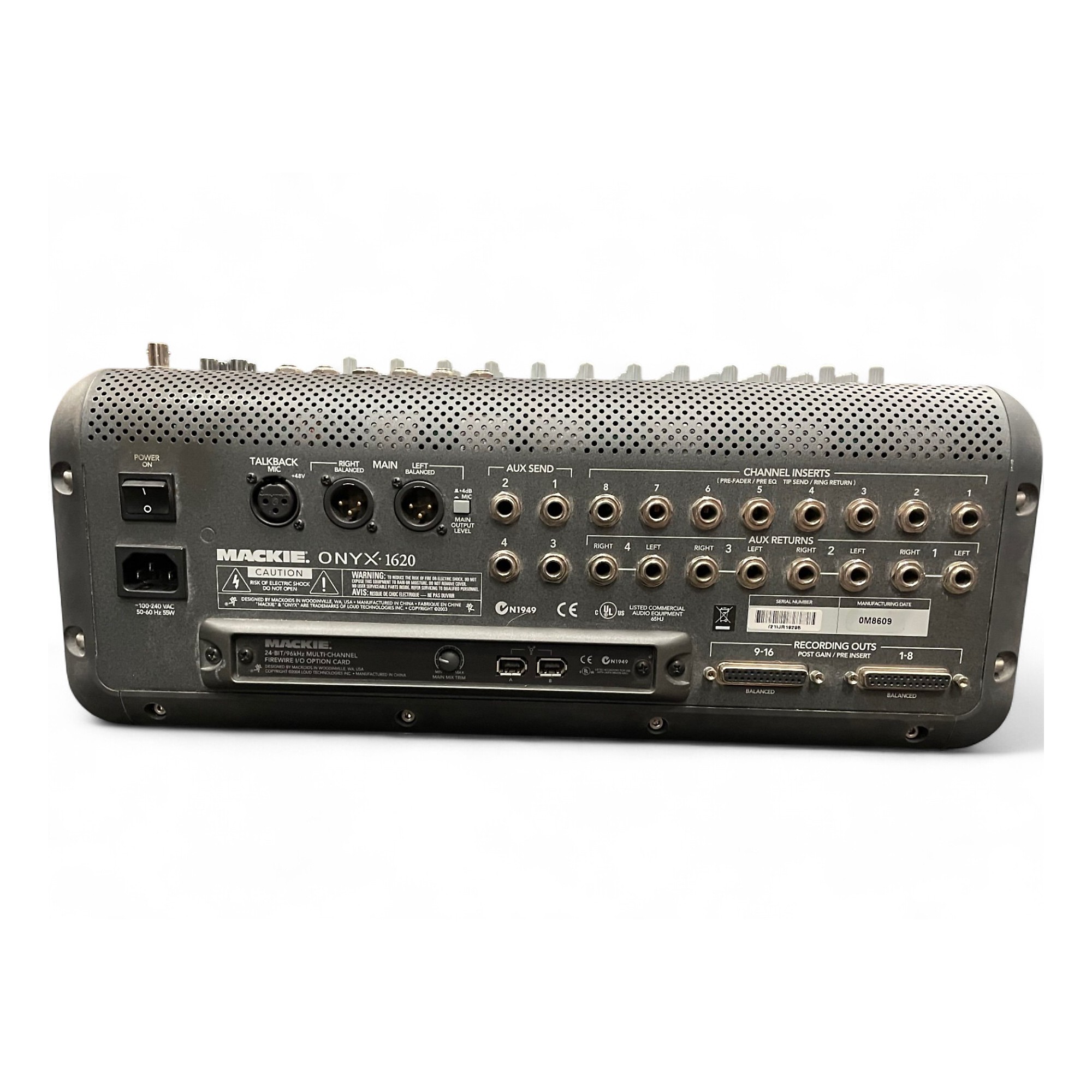MACKIE ONYX 1620（ジャンク） Used Mackie ONYX1620 WITH FIREWIRE I/O OPTION CARD Unpowered Mixer