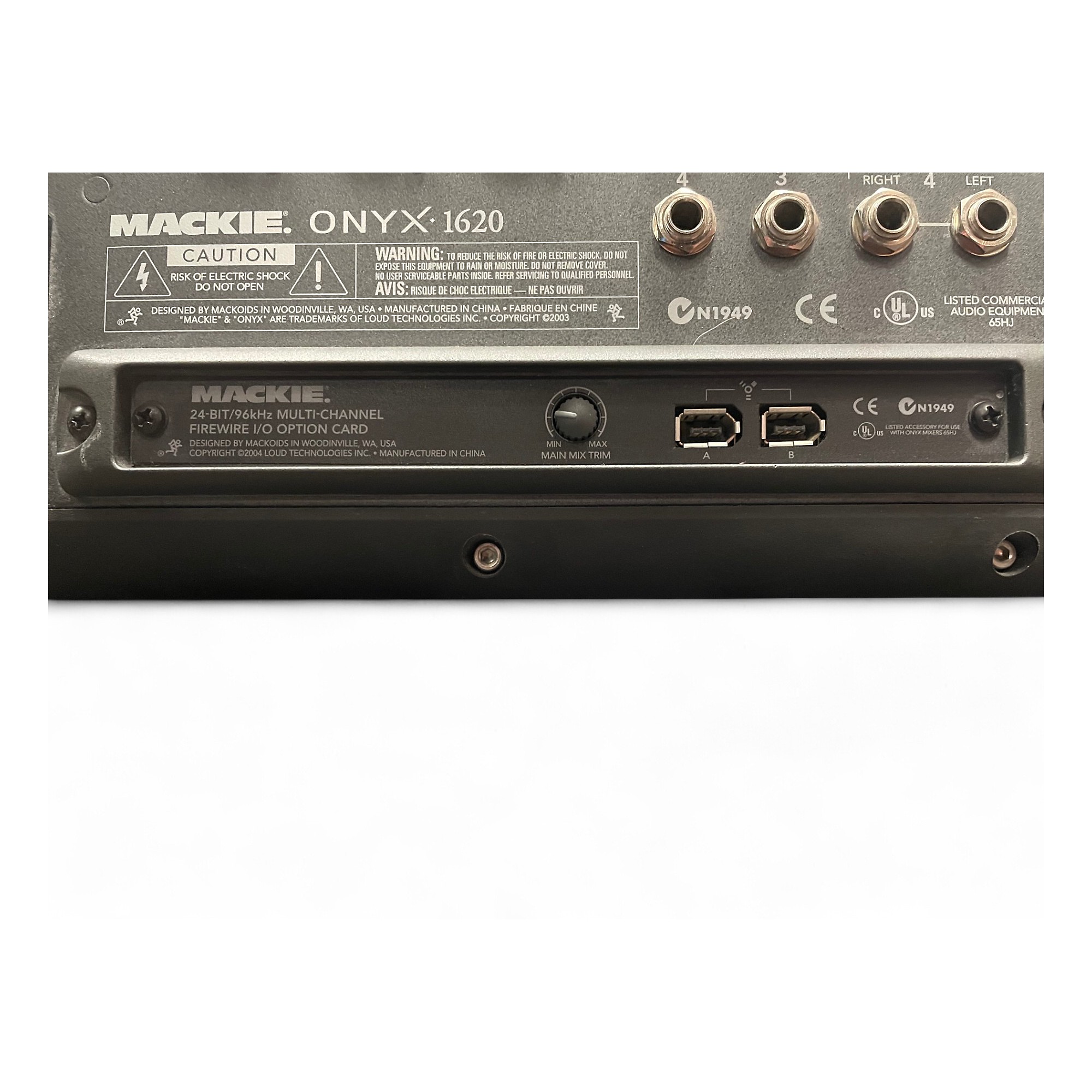 Used Mackie ONYX1620 WITH FIREWIRE I/O OPTION CARD Unpowered Mixer