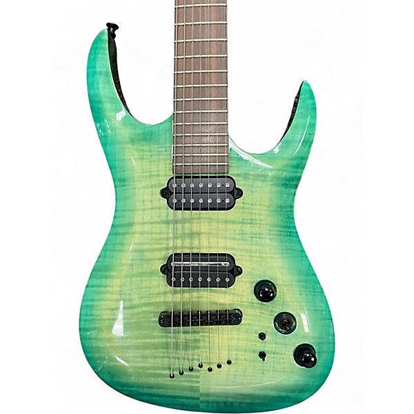 Used Agile INTERCEPTOR 7 STRING ELECRIC GREEN Solid Body Electric Guitar