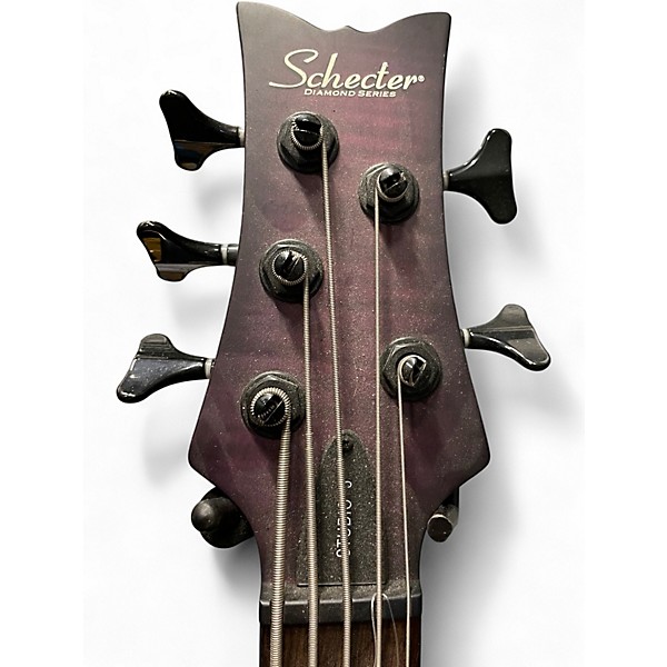 Used Schecter Guitar Research Stiletto Studio 5 String Trans Purple Electric Bass Guitar