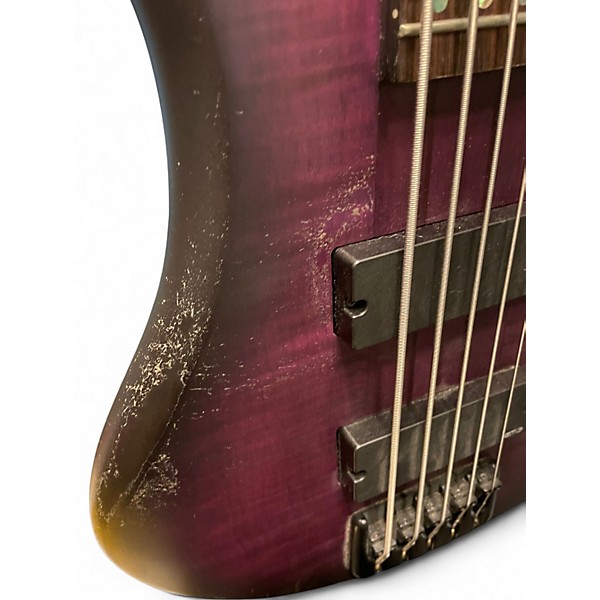 Used Schecter Guitar Research Stiletto Studio 5 String Trans Purple Electric Bass Guitar