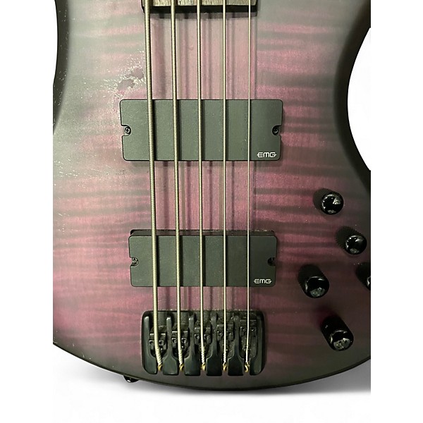 Used Schecter Guitar Research Stiletto Studio 5 String Trans Purple Electric Bass Guitar