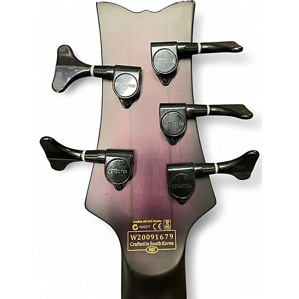 Used Schecter Guitar Research Stiletto Studio 5 String Trans Purple Electric Bass Guitar