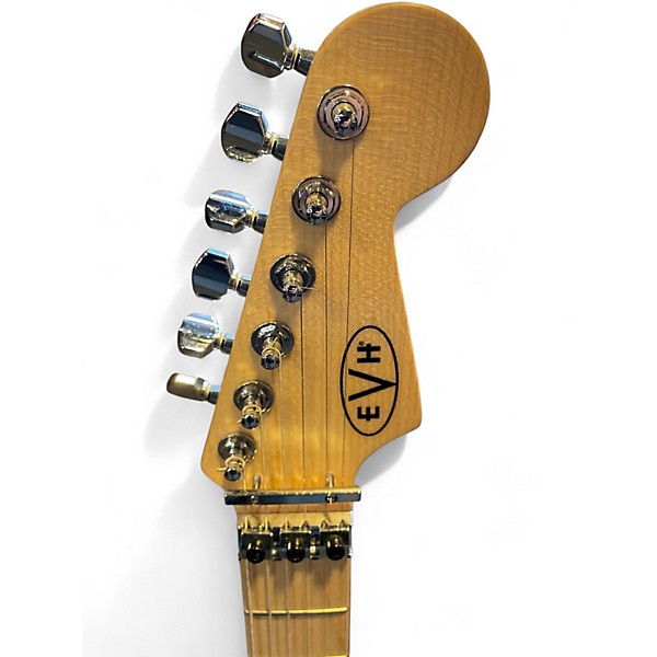 Used EVH yellow black yellow and black stripe Solid Body Electric Guitar