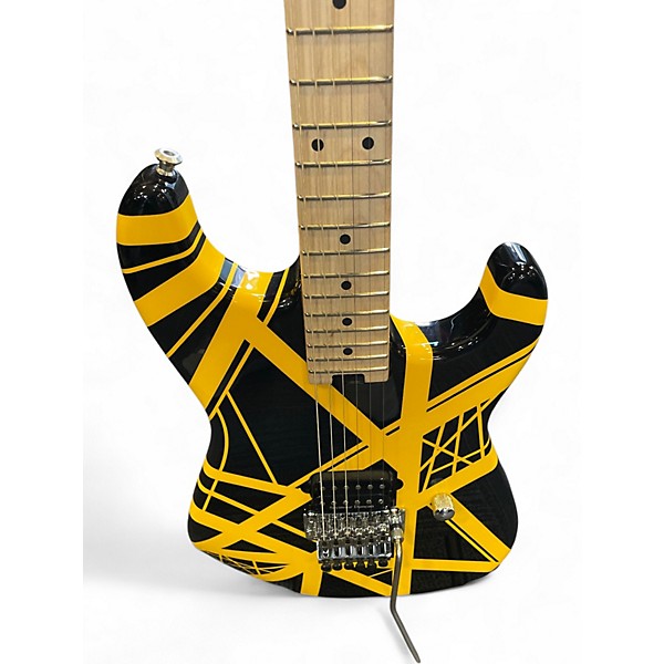 Used EVH yellow black yellow and black stripe Solid Body Electric Guitar