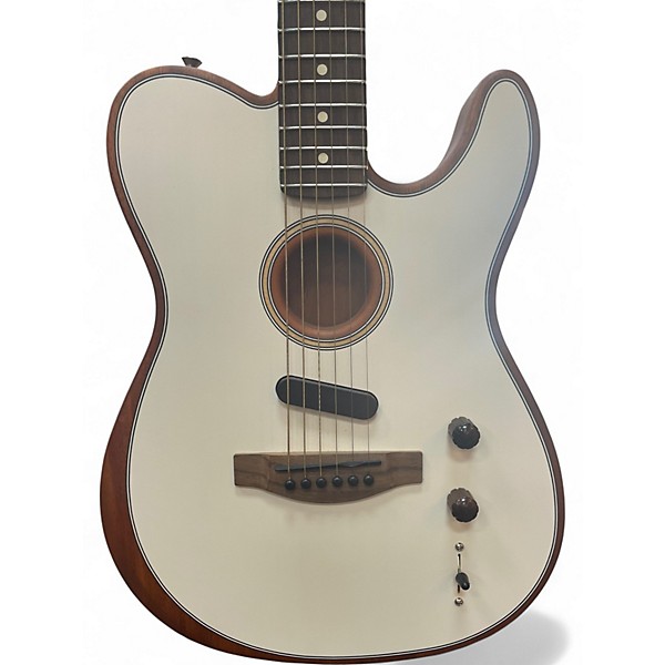 Used Fender American Acoustasonic Telecaster Alpine White Acoustic Electric Guitar