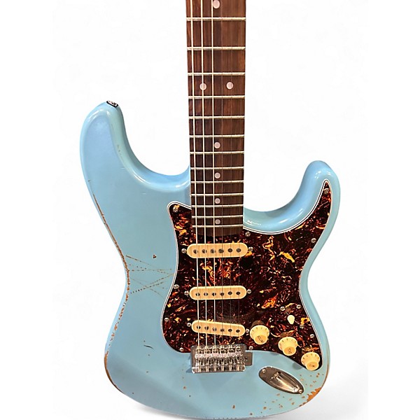 Used Sawtooth es relic Blue Solid Body Electric Guitar