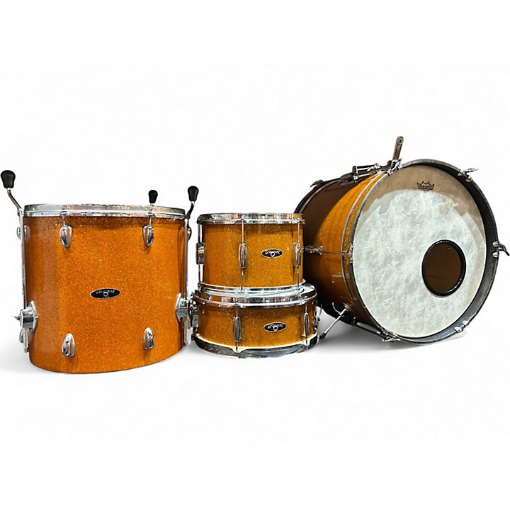 Used 1970s Stewart 4 Piece Japanese Orange Sparkle Drum Kit Orange
