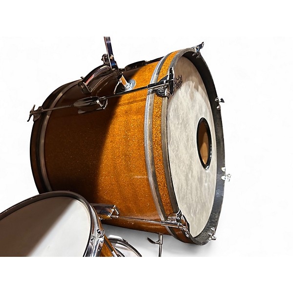 Used 1970s Stewart 4 Piece Japanese Orange Sparkle Drum Kit