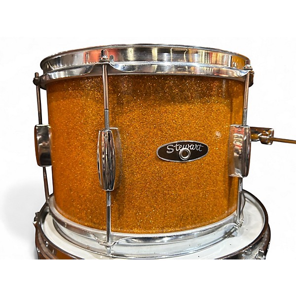 Used 1970s Stewart 4 Piece Japanese Orange Sparkle Drum Kit
