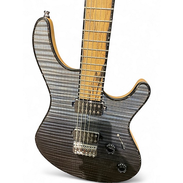 Used Mayones Regius 6 Trans Graphite Aquamarine Fade Satin Solid Body Electric Guitar