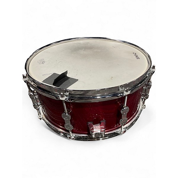 Used SONOR 6X13 AQX Snare Red Sparkle Drum