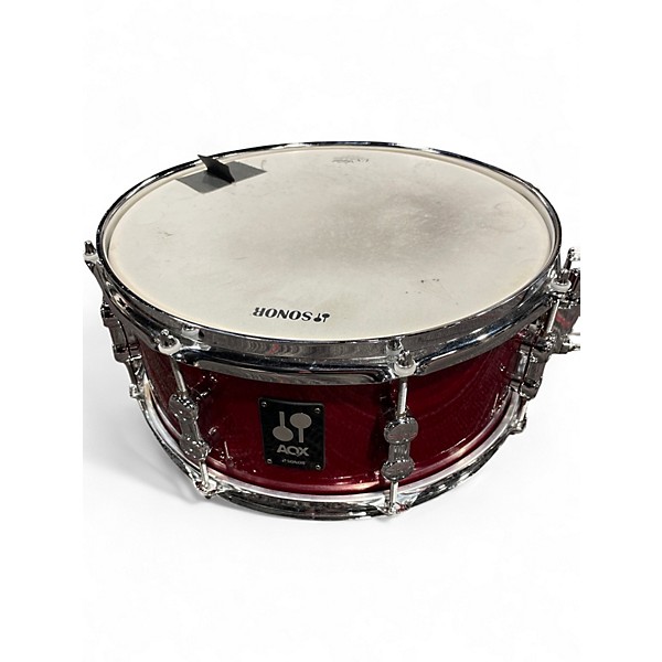 Used SONOR 6X13 AQX Snare Red Sparkle Drum