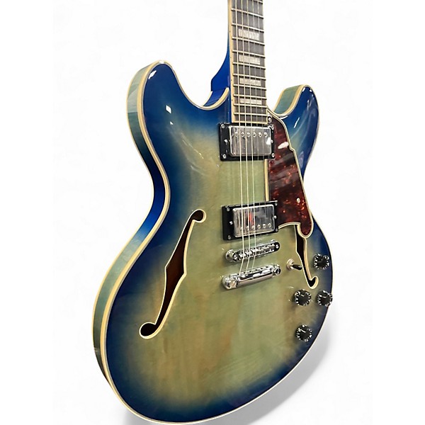 Used D'Angelico Premier Series DC Blue Sunburst Hollow Body Electric Guitar